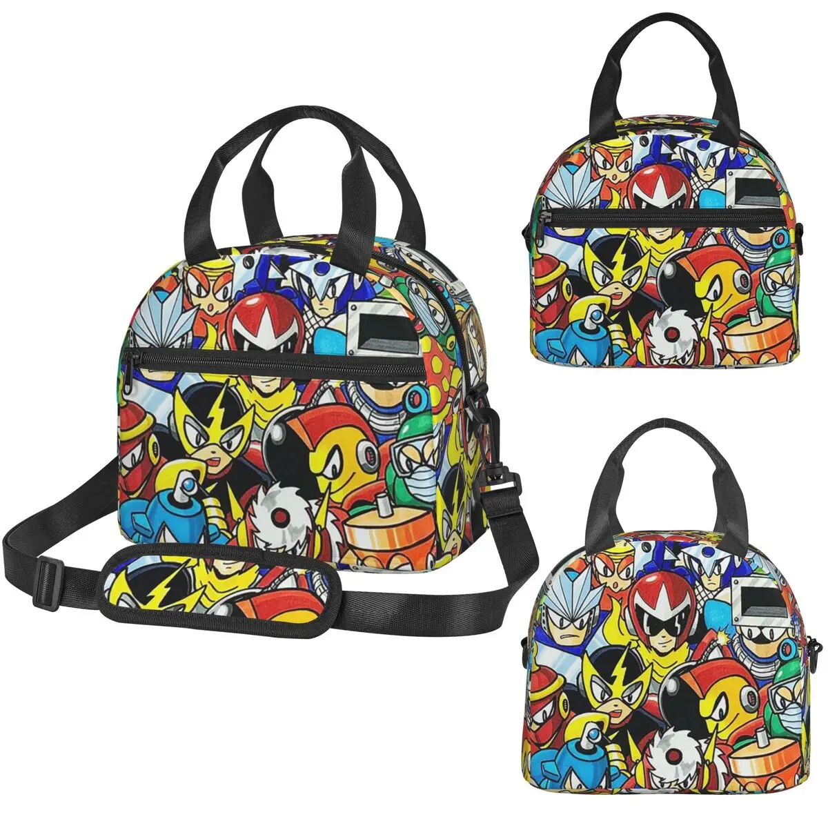 Megaman Video Game Mega Man Bolsa térmica para el almuerzo para niños, caja térmica escolar, bolsa térmica a prueba de fugas