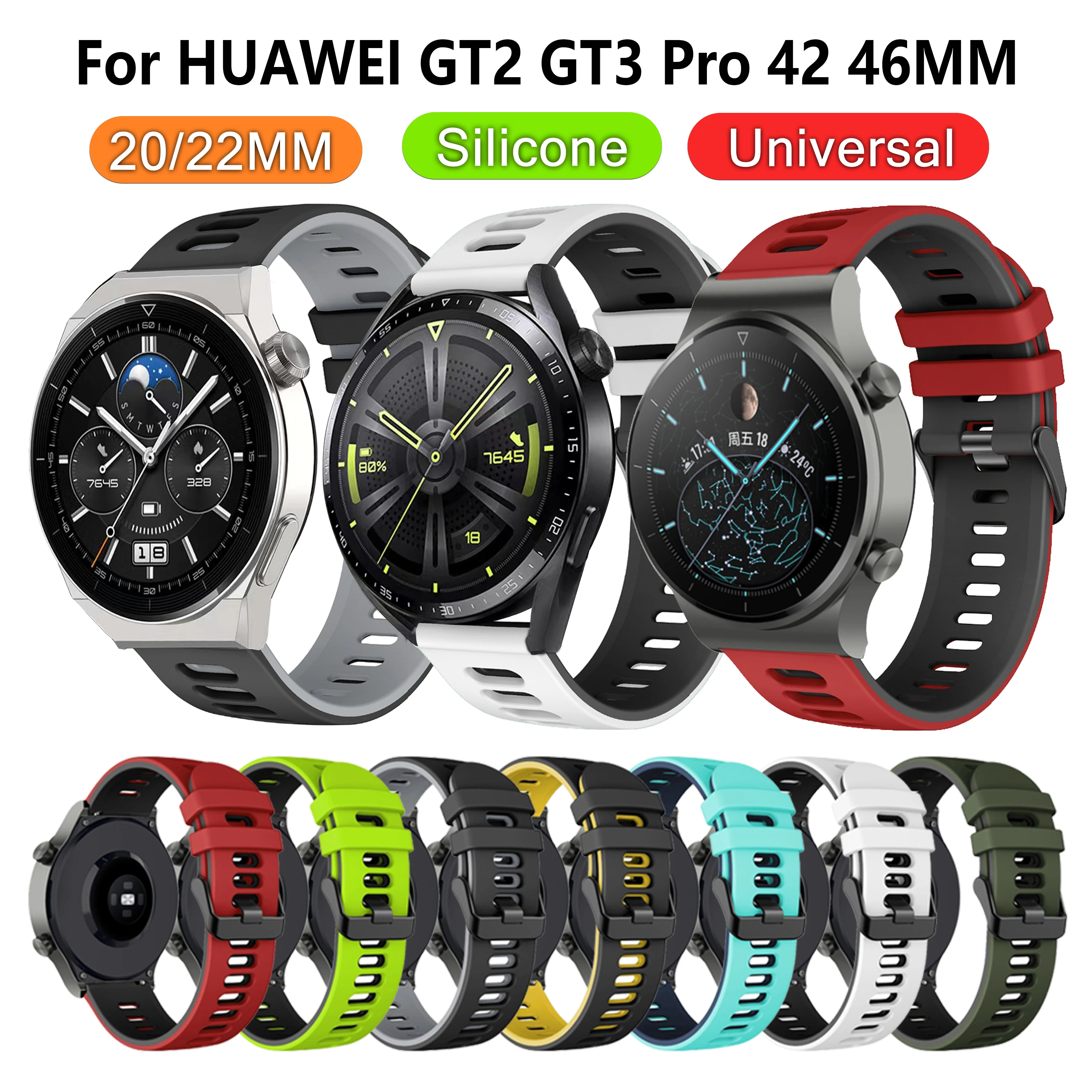 

Soft Silicone Bracelet for Huawei Watch GT 2 Pro GT Runner GT3 42MM 46MM Smart Watch Band gt2 gt3 gt2e 46mm watch Strap correa