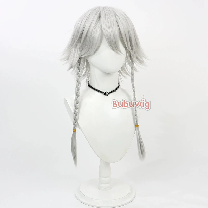 Bubuwig pelo sintético Sakuya Izayoi pelucas de Cosplay Touhou Sakuya Izayoi juego de rol peluca larga recta plateada blanca resistente al calor