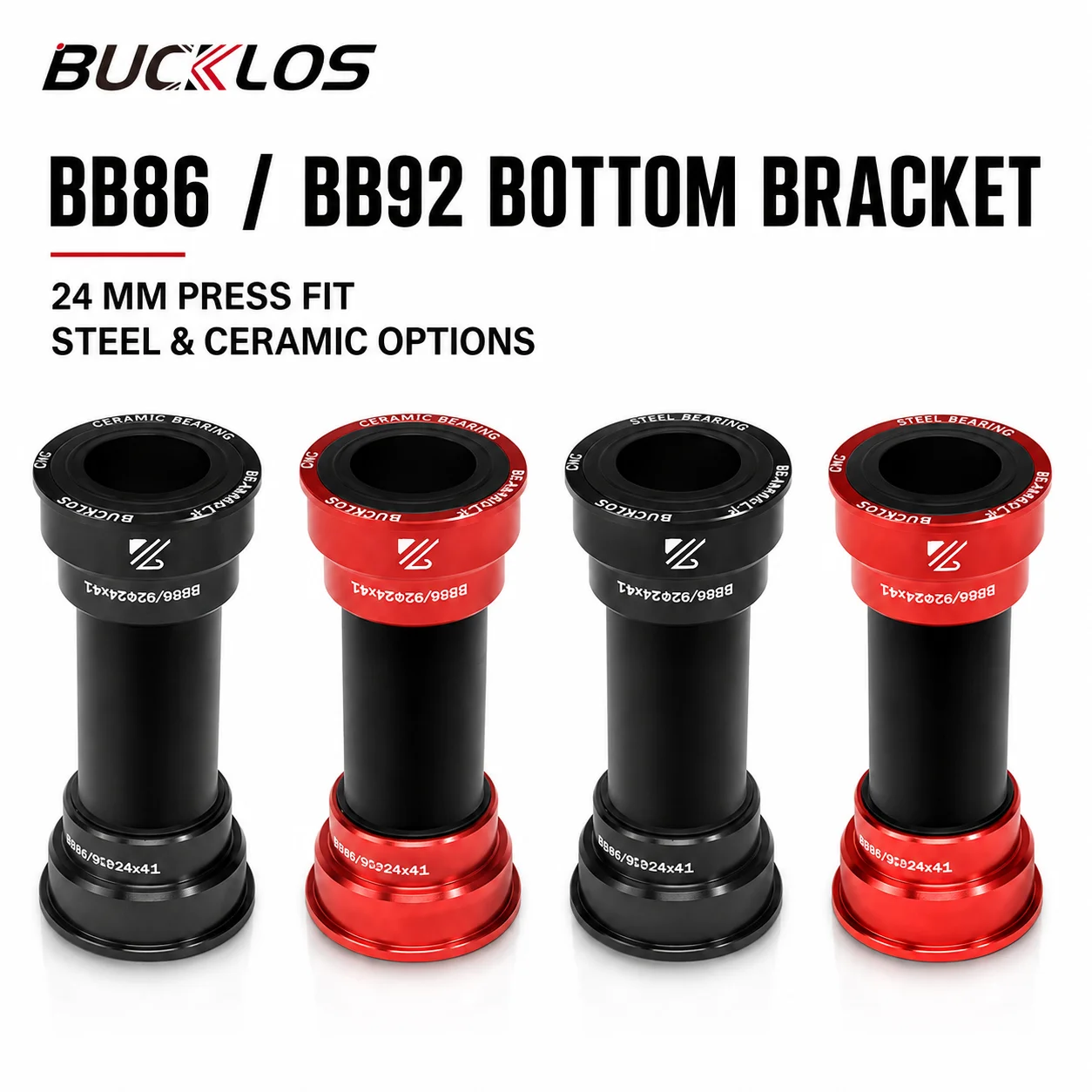 BUCKLOS BB86 BB92 Press Fit Bicycle Bottom Bracket Aluminum Alloy 24mm Steel Ceramic Bearing for MTB Road Bike Cycling Parts