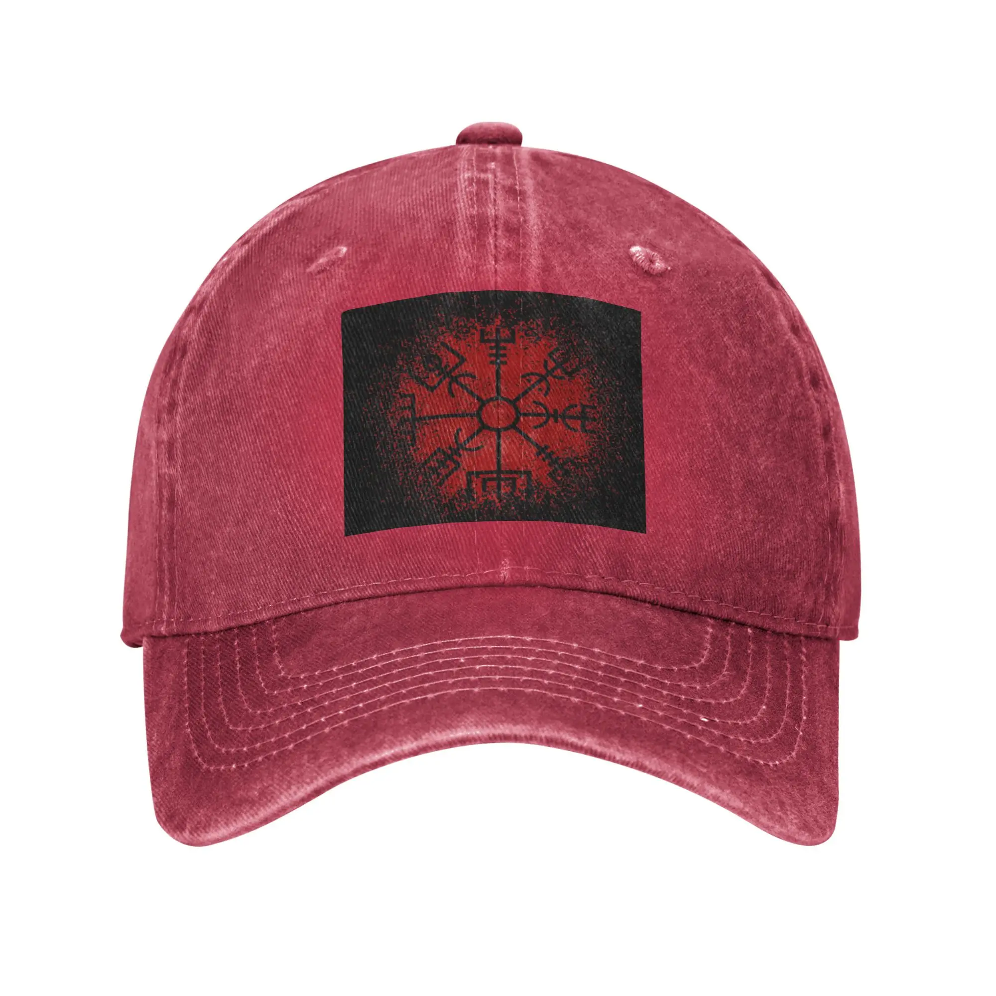 Vegvisir Red Spray Viking Denim Cap Casual Baseball Caps Adjustable Hat Summer Unisex Baseball Hats