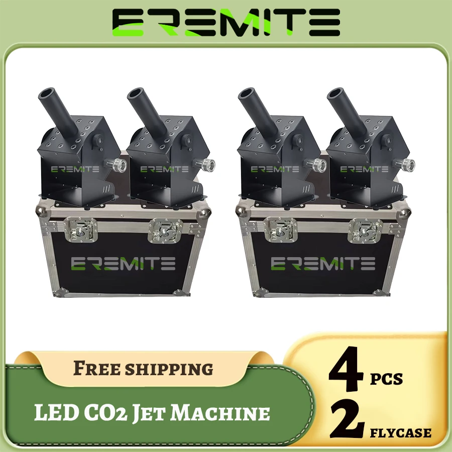 

0 Tax 2 Flightcases With 4Pcs DMX 512 Co2 Jet Machine Lockable Power Con Special Effect Dry Ice Fog Machine Adjustable Party