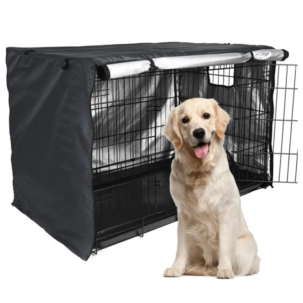 

Pet Crate Cover Sunshade Breathable Good Ventilation Waterproof Oxford Cloth Double Door Dog Crate Cover Pet Supplies