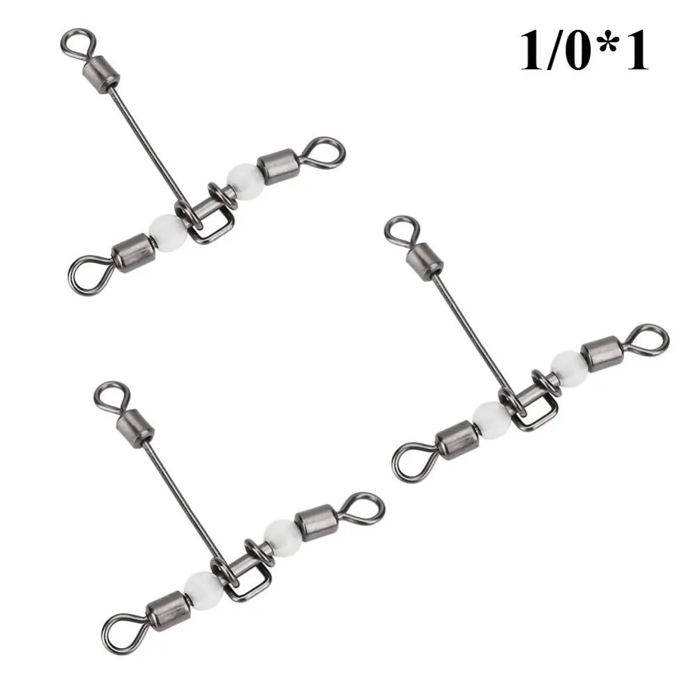 20PCS T-Barrel 3 Way Fishing Swivels with Glow Beads Heavy Duty 3 Way Cross-line Swivels Fishing Swivels Freshwater Fishing