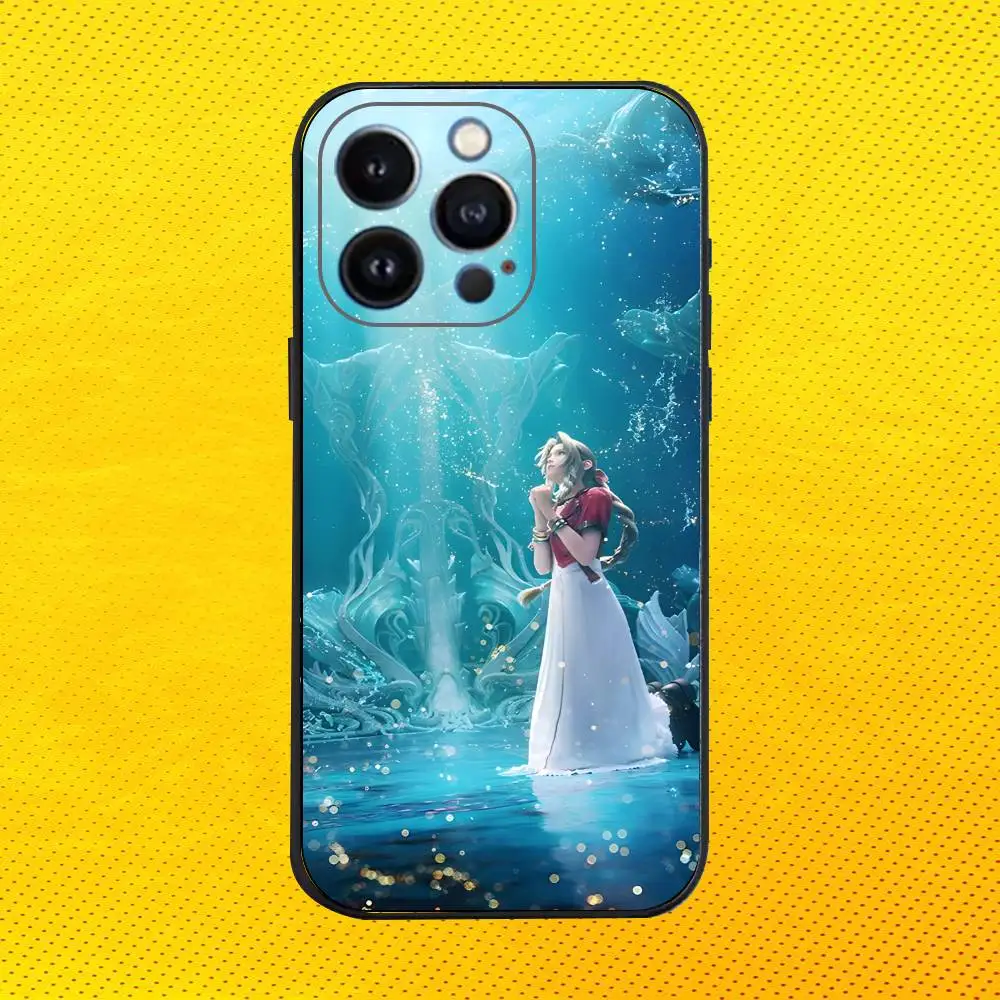 F-Final F-Fantasy Aerith Gainsborough  Phone Case For iPhone 16e,16,15,14,13,12,11,Pro,X,XS,Max,XR,Plus,Mini Soft Black Cover - view 4