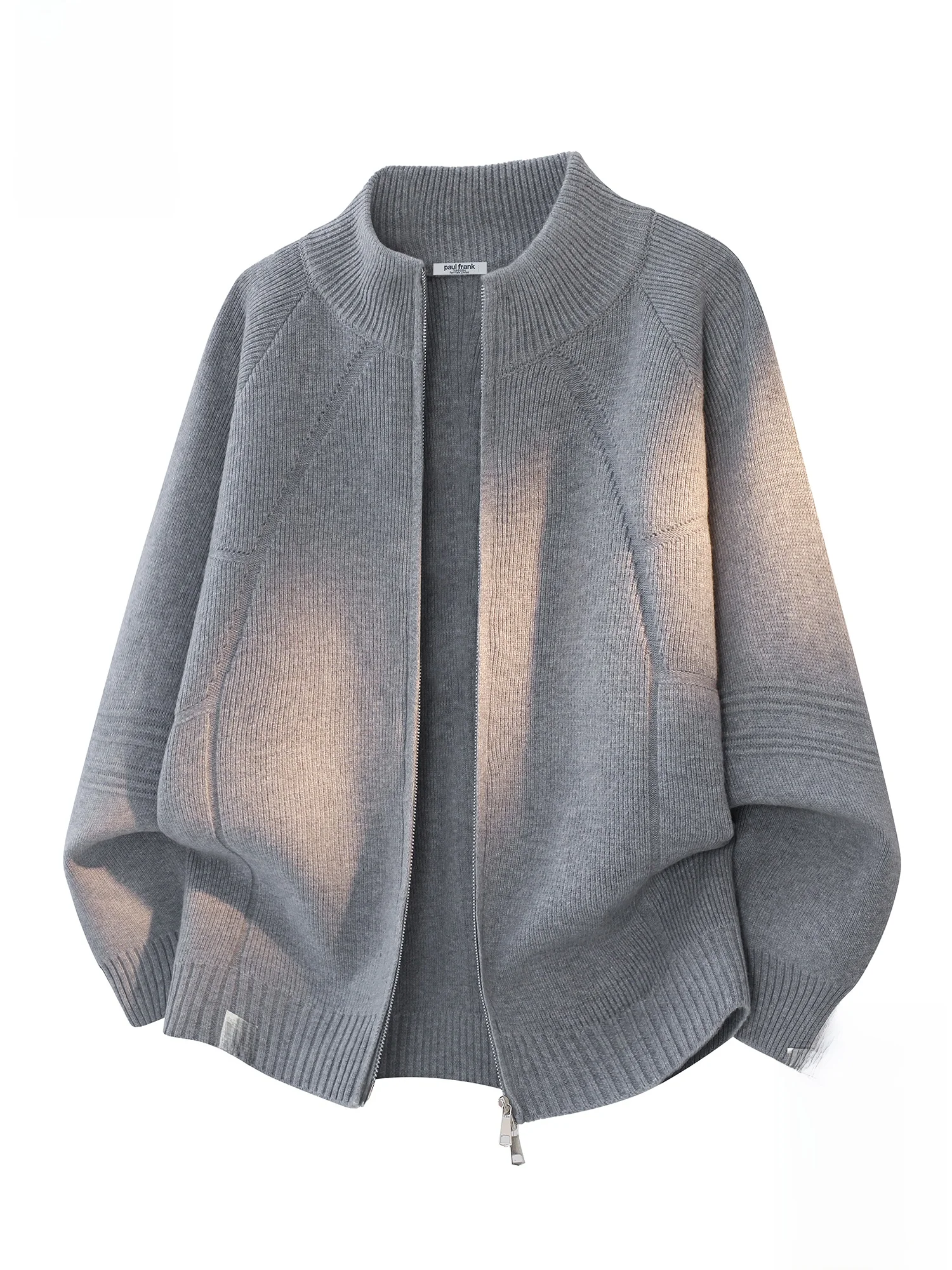 

PaulFrank M Double Zipper Knitted Sweater Spring Casual Warm Cardigan Coat Big Mouth Monkey Stand Collar Spring 2026