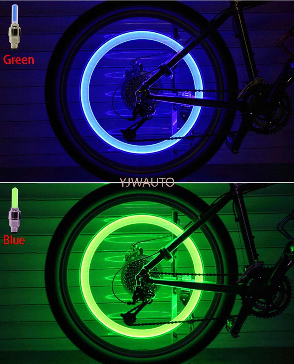 Cappucci valvole per luce auto LED Tappo valvola ruota pneumatico Fireflys Bicicle Light Road MTB Luci per mountain bike senza batterie