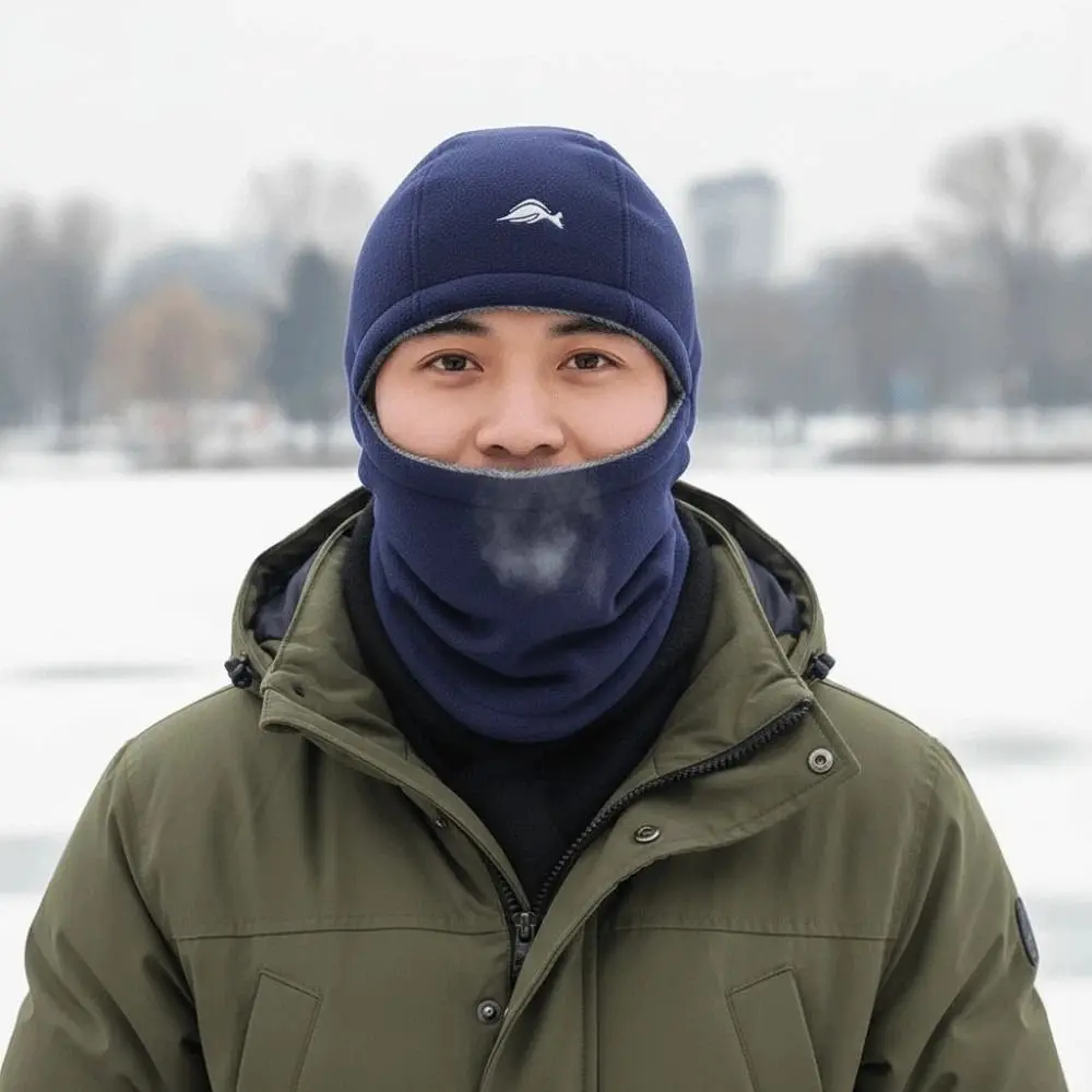 Personality Detachable Hooded Neck Cap Solid Color Polar Fleece Cap and Scarf Suit Korean Style All-match Beanie Hat Women