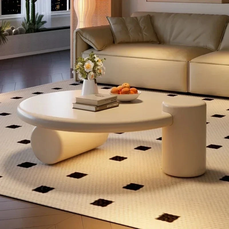 & Creative Design Art Round Coffee Tables Minimalist Cream Style Sofa Side Table Small Apartment Tea Table Living Room Furniture