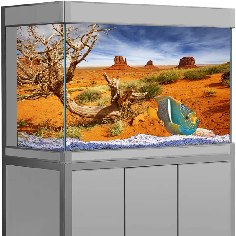 Decoration Aquarium Background Ornament Poster Desert LandscapeThe Aquarium Landscape Self Adhesive Fish Tank Backing Paper