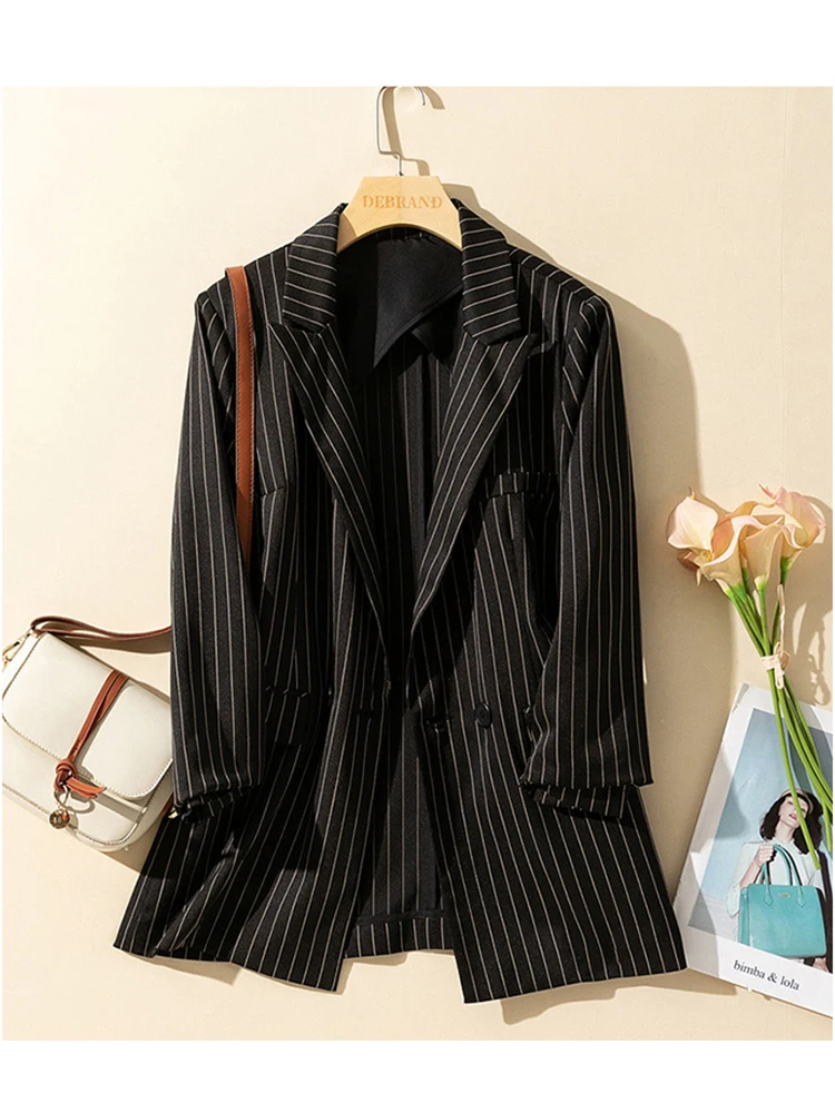 

Womens Blazer Striped Loose and Slim Office Fashion Jacket