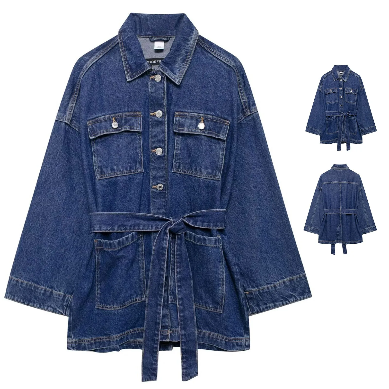 Denim Hoodie Jacket Woman'S Jean Button Up Long Sleeves Washed Casual Denim Casual Jackets For Women 2024 Autumn Versatile