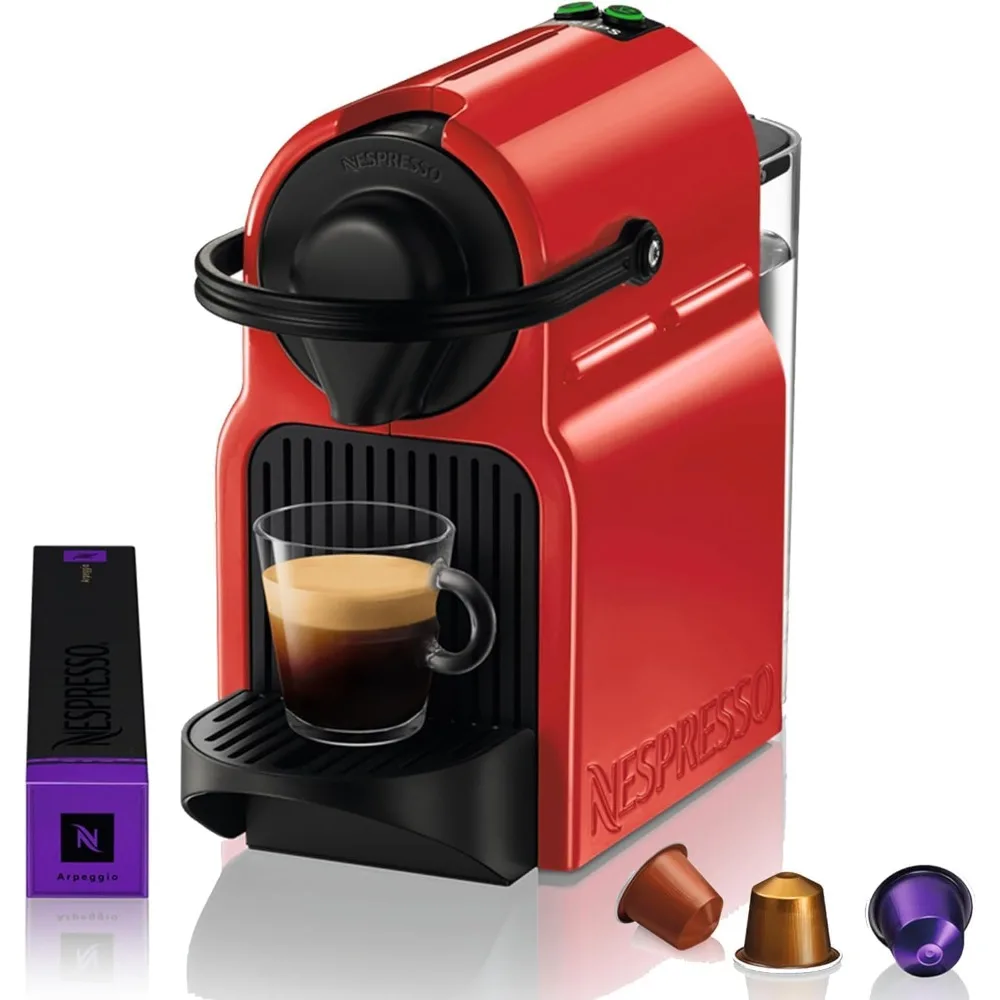 Nespresso Krups Inissia XN1005 – Cafetera con Cápsulas Nespresso, 19 bares, Apagado Automático, Rojo
