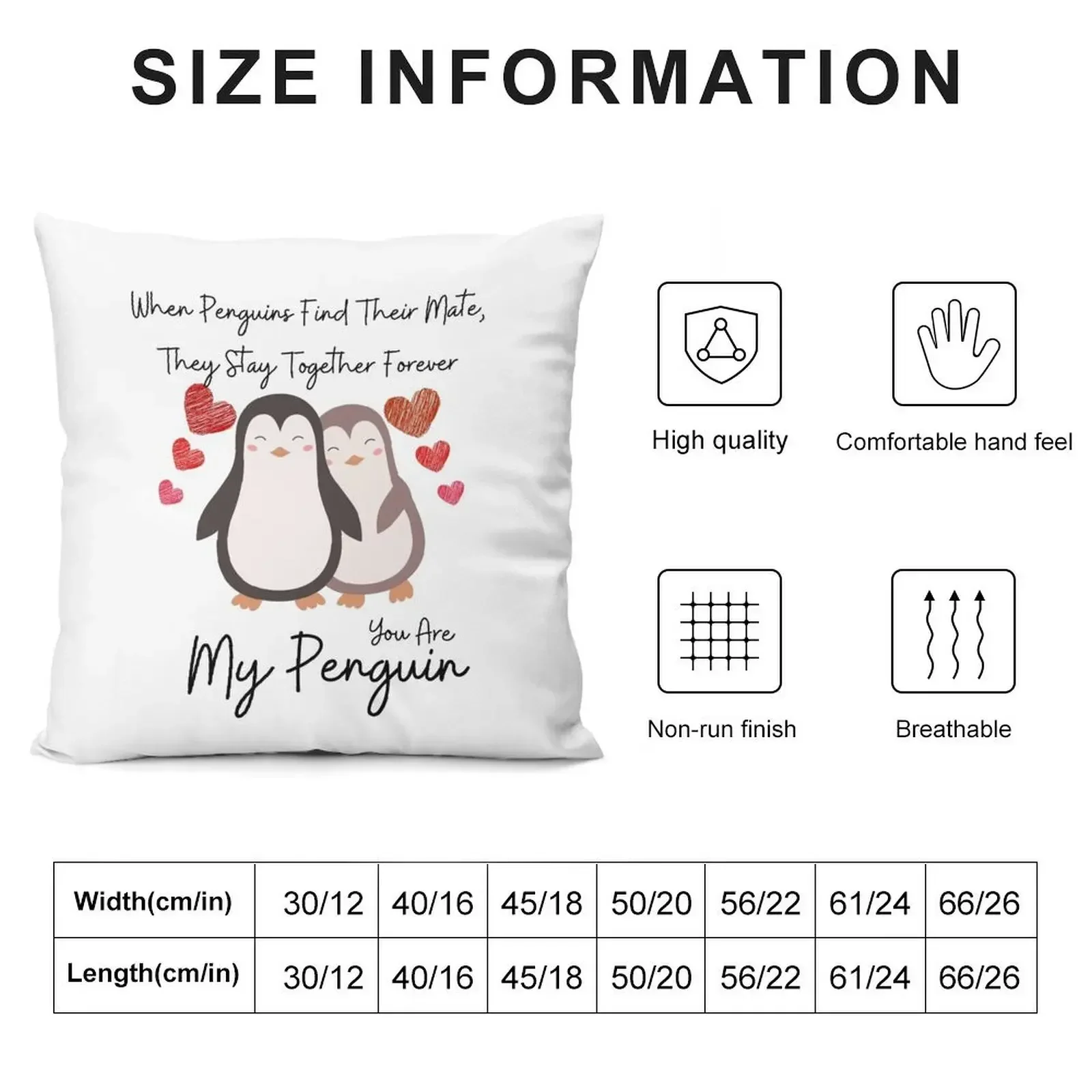 Love Quote: When Penguins Find Their Mate They Stay Together Forever You Are My Penguin Throw Pillow bed pillows pillow