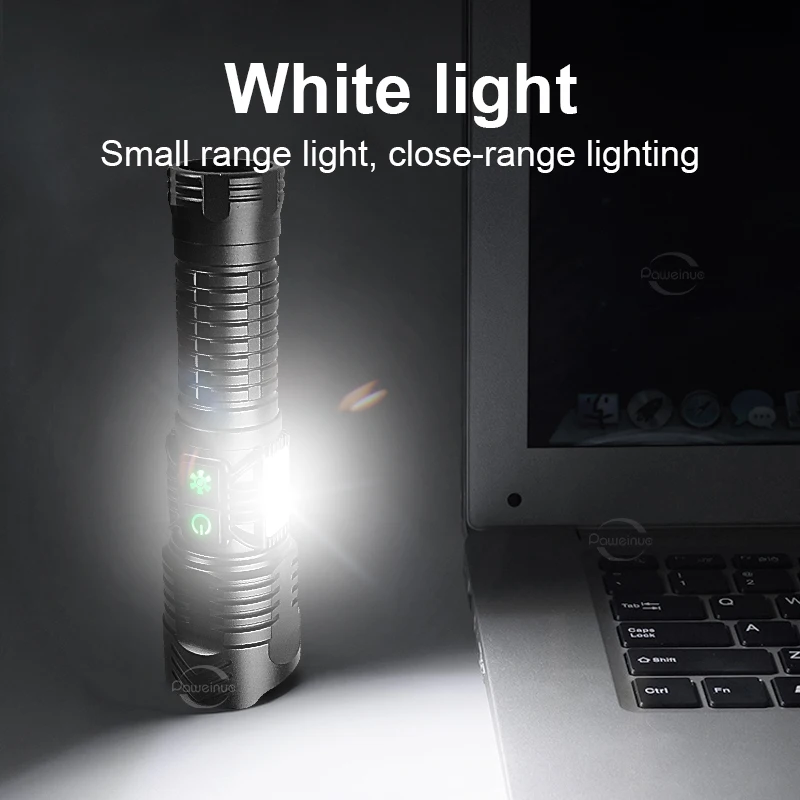 High Power Long Range Torch Super Bright LED Flashlight USB Rechargeable Tactical Flashlight with Side Light Waterproof Outdoor
