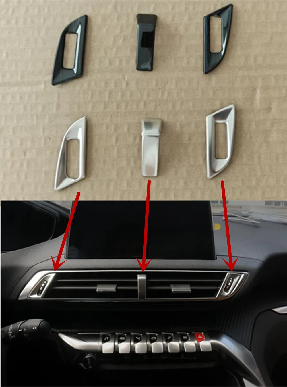 Car Inner Trim Stick Frame Middle Air Conditioning Switch Outlet Vent For Peugeot 3008 5008 GT 2017 - 2023 Accessories Interior