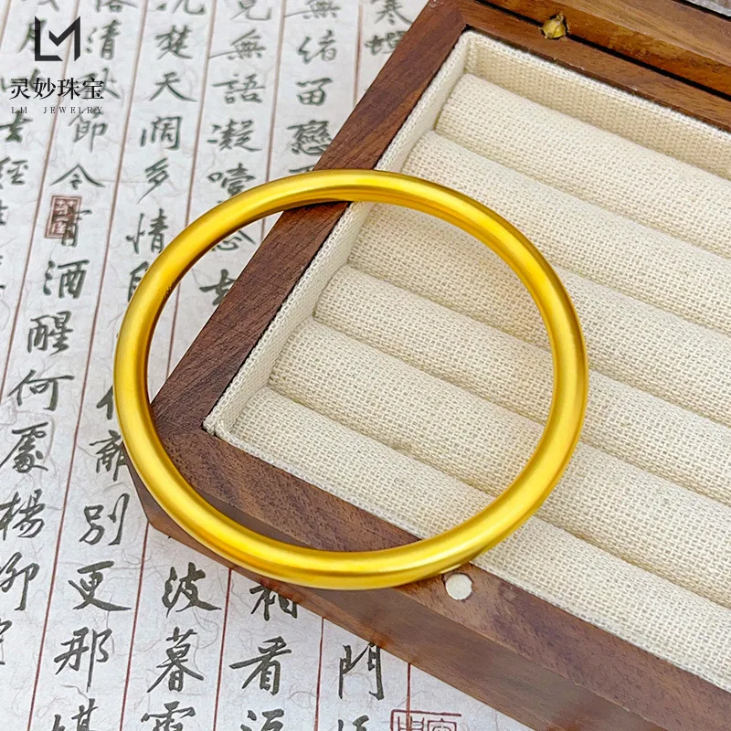 24k Gold 9999 Traditional Style Plain, Stackable Lotus Solid Bangle, Wedding Jewelry, Gift For Girlfriend