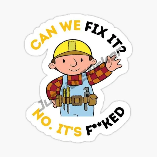 Can We Fix It No Its Fked Sticker Interesting Bob Builder Hardhat Architectural Decal Car Sticker Accesories