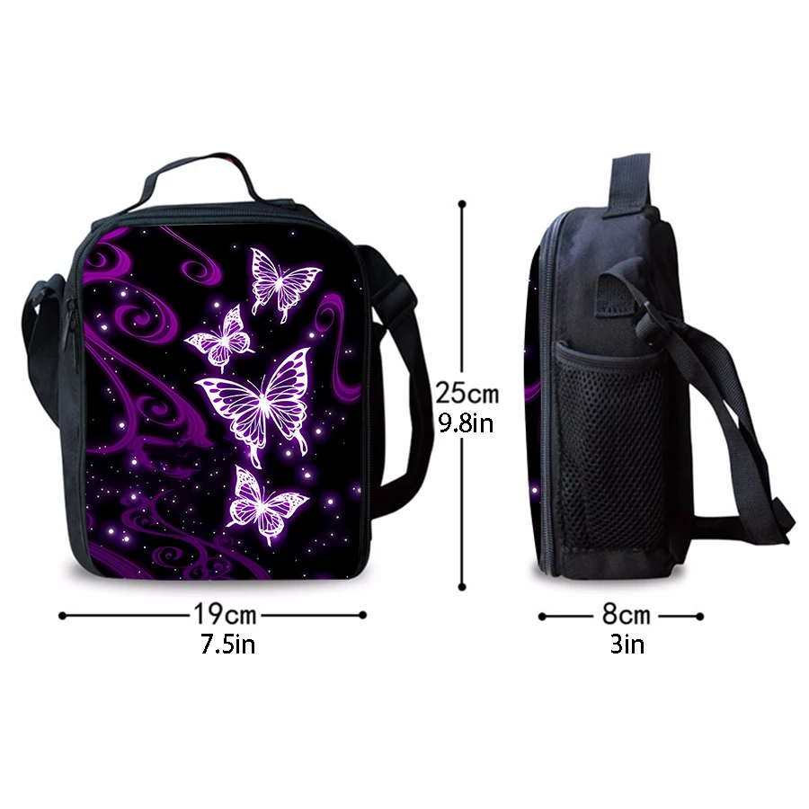 Cartoon Butterfly Shoulder Strap Insulated Lunch Bags Women Kids Picnic Food Preservation Lunch Box Bag Thermal