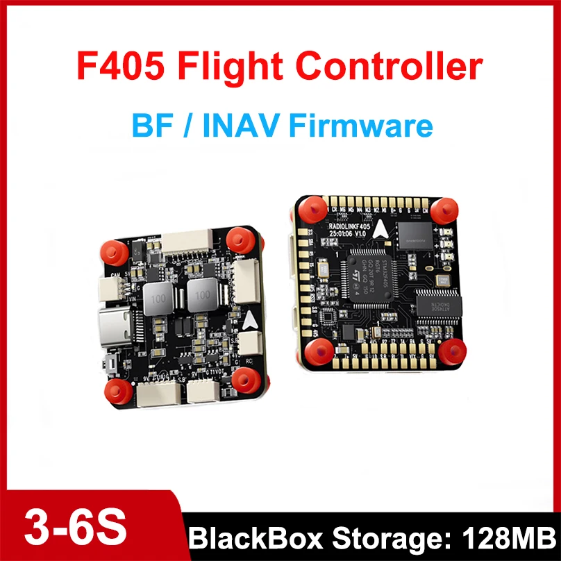 

Radiolink 3-6S F405 Flight Stack F405 Flight Controller With 4IN1 55A Brushless ESC BMI270 Gyro For FPV Racing Drone 30.5x30.5mm