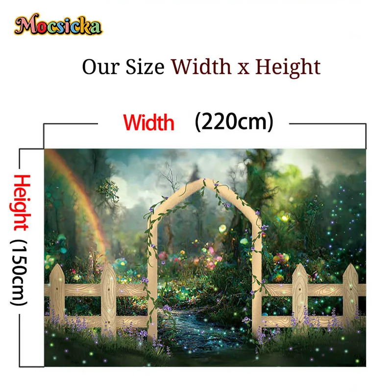 Mocsicka Fairy Tale Wonderland Forest Mushrooms Backdrop Summer Photography Background Flowers Castle Decor Baby Shower Banner