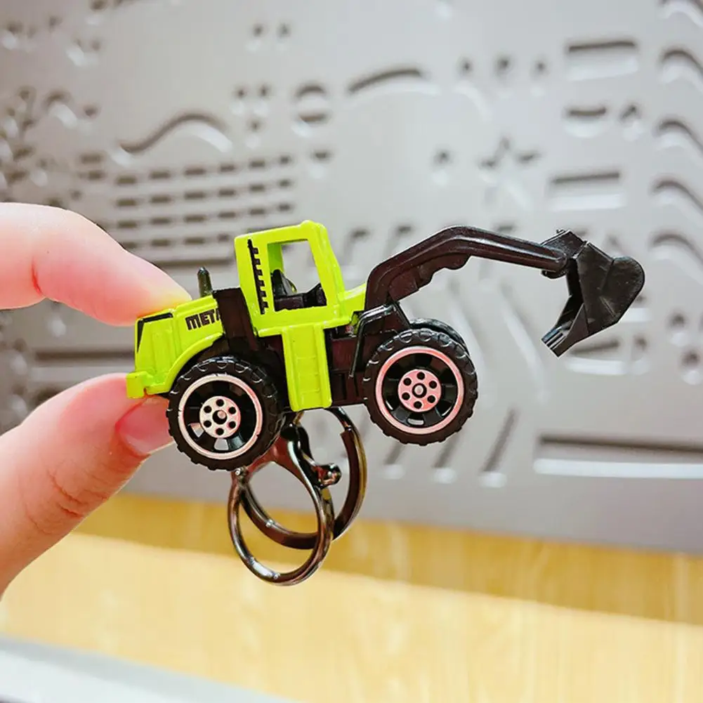 Keychain Pendant Black Technology Keychain Mini Engineering Car Keychain Cartoon Pull Back Toy Pendant Anti-detachable Hook