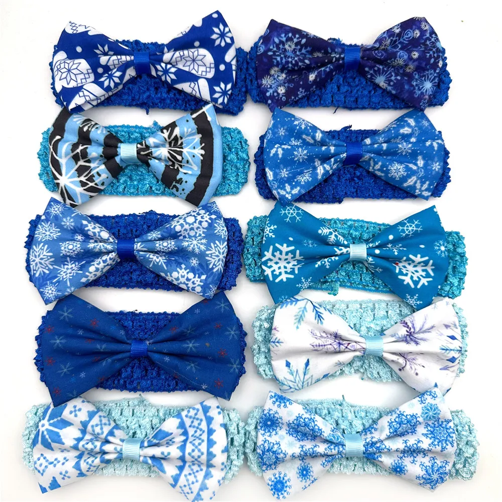 30/100pcs Large Dog Winter Bowties Snowflake Pattern Small Middle Large Dog Bowties Pet Dog Grooming Accessories Pet Supplies