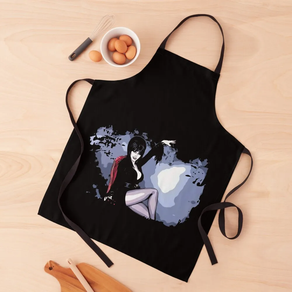 

Elvira Mistress of the Dark cartoon Apron for women halloween with pockets Apron