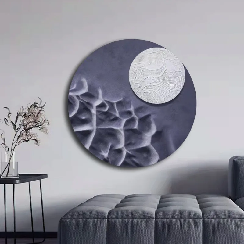 three-dimensional relief entrance decorative painting, new Chinese high-end texture painting, living room
