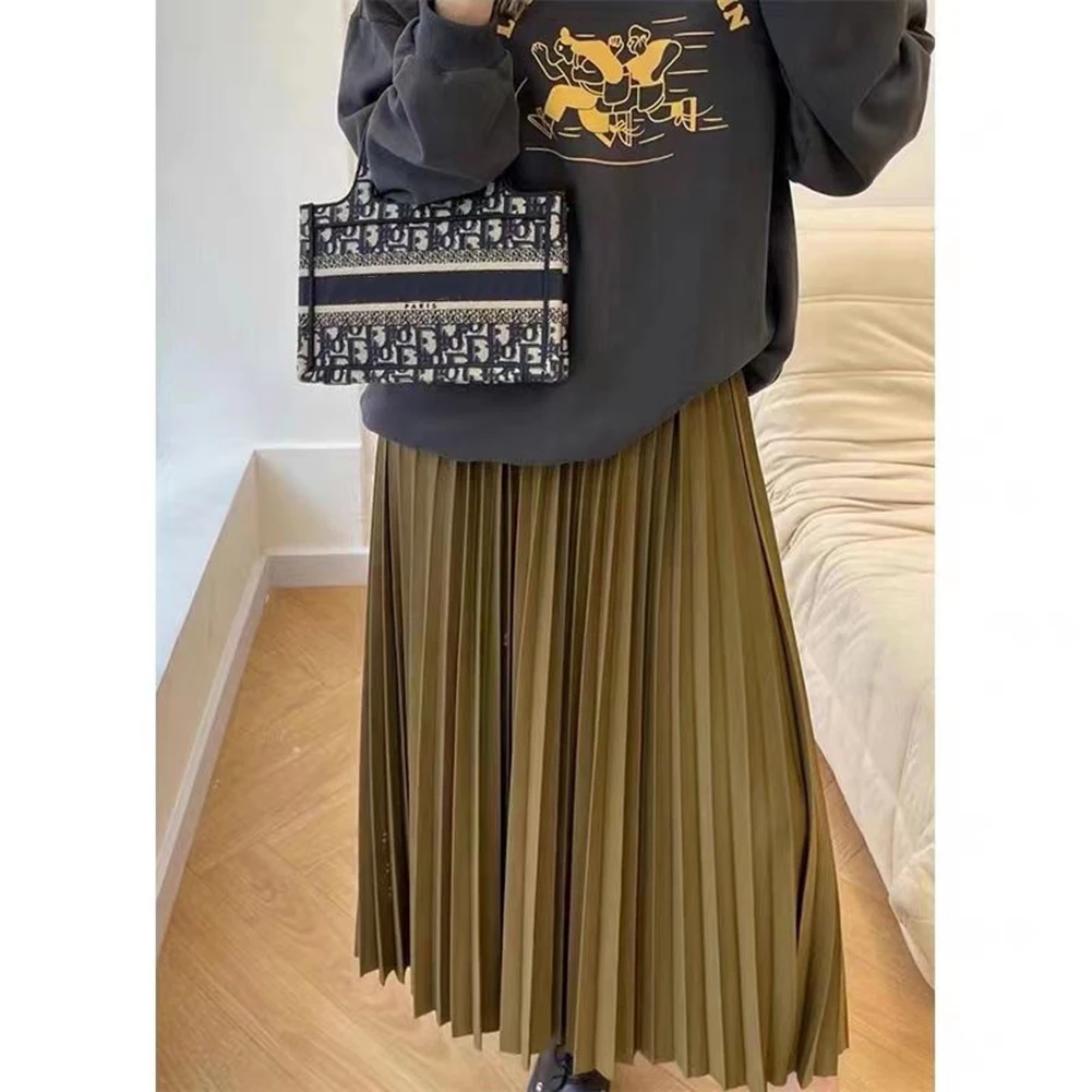 Drapey cor sólida saia casual outono saia casual aline tecido de algodão uso diário drapey design férias wear