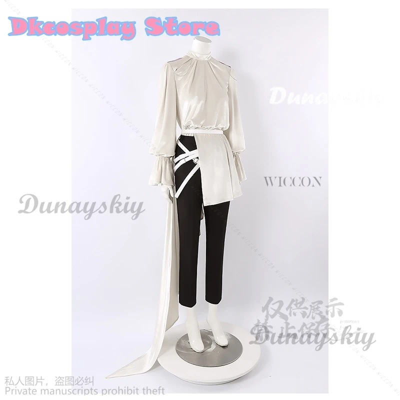 Alien Stage Anime Idol Cosplay Role Playing Party Top Pants Bow Tie Belt Halloween Carnival Costume Outfit Light Purple Version