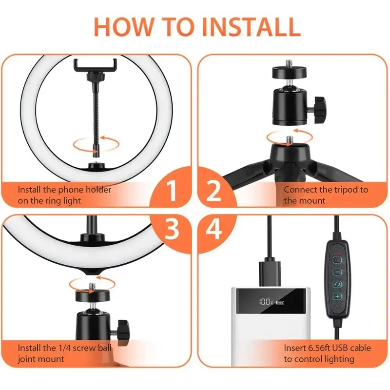 Anel de luz LED de 14 polegadas - iluminação profissional para selfie para maquiagem