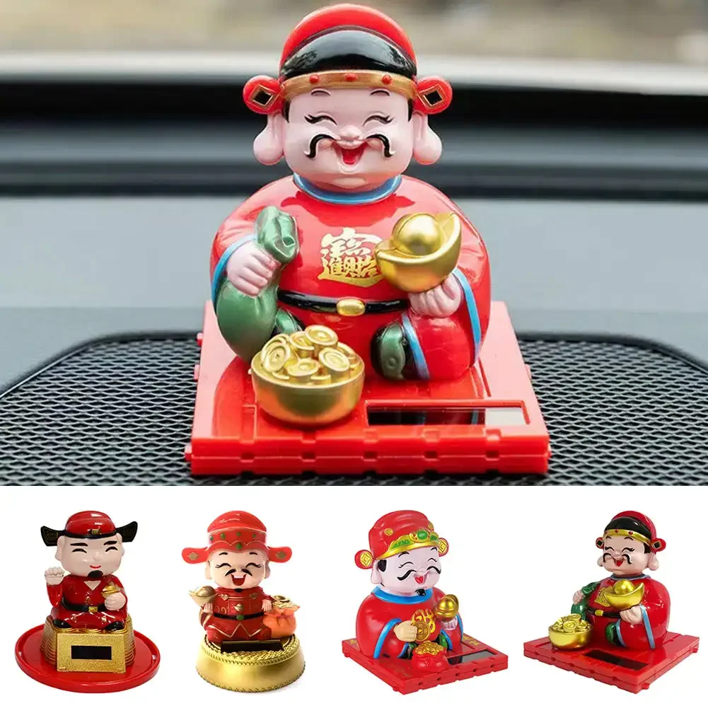 Creative Car Interior Decoration Solar Energy Decoration Shaking Head The God of Wealth Shape Cartoon Gift Decoration