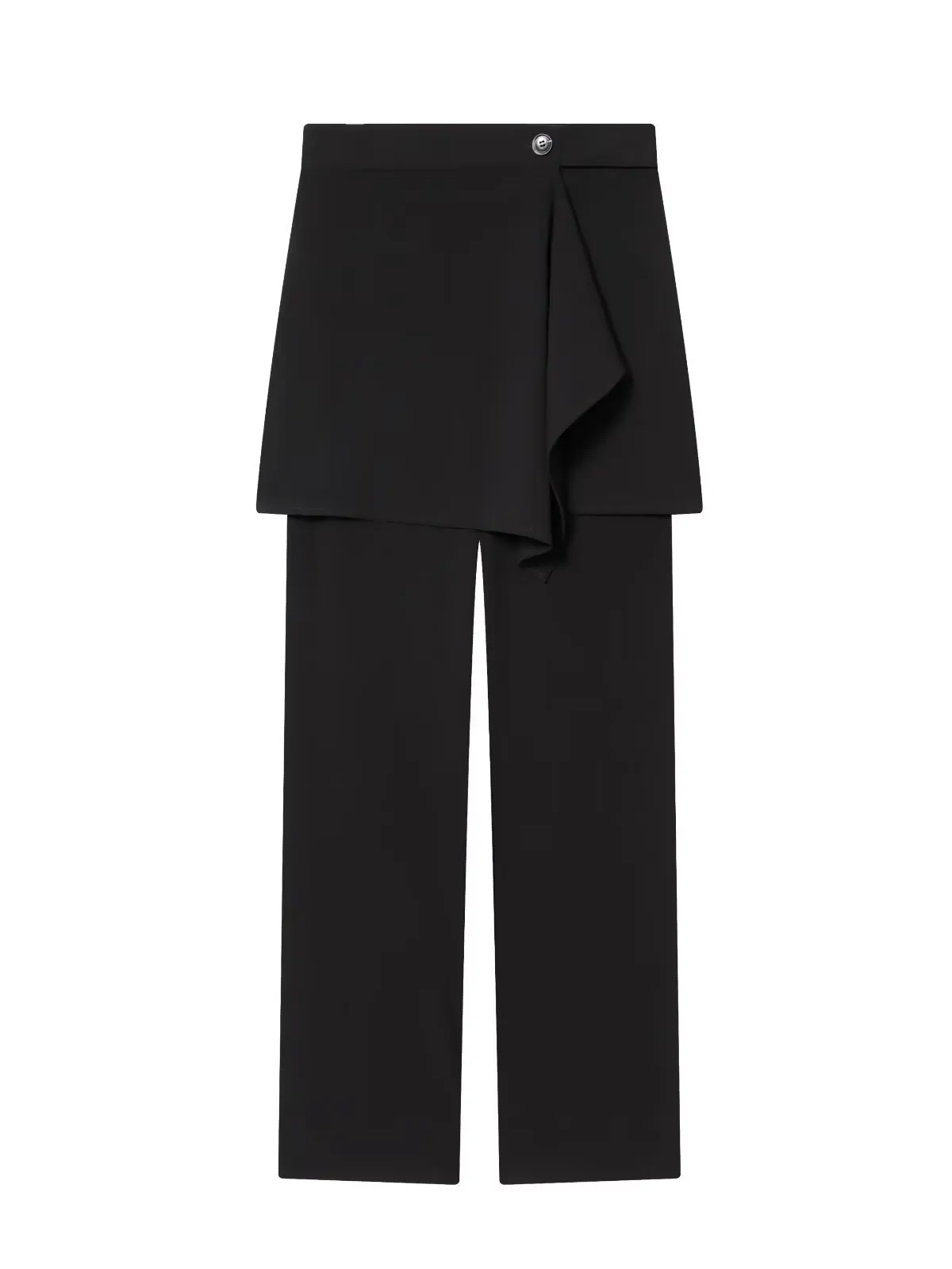 Calças Femininas de Cintura Alta com Design de Saia, Caimento Fluido, Estilo Social para Escritório, Moda Primavera, Calças Longas de Cintura Alta com Perna Reta