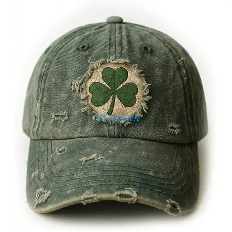 

T21F Green Shamrock Baseball Cap Comfortable Breathable Unisex Patricks Day Hat