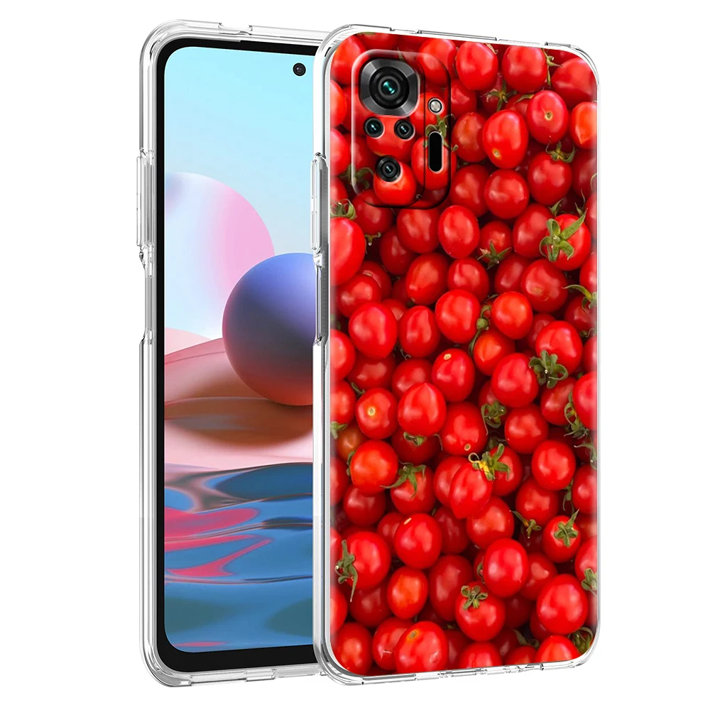 Fruits Tomatoes Pattern Phone Case Cover for Redmi Note 10 11 11T 7 8 8T 9 K40 Gaming 9A 9C Pro Plus Transparent Silicone Shell