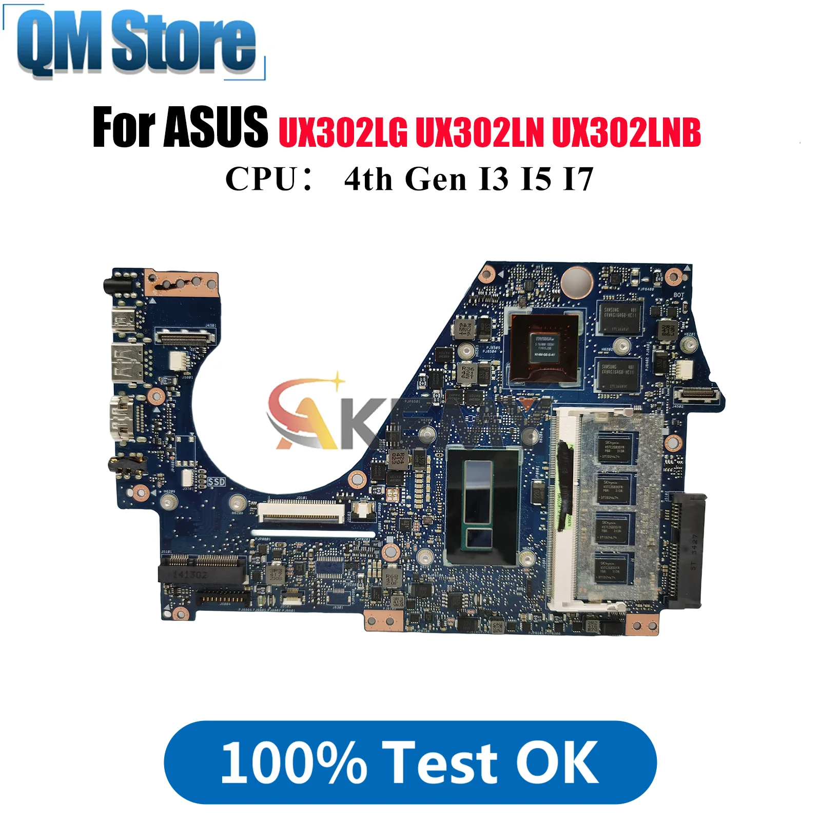 

UX302LG Материнская плата для ноутбука ASUS ZenBook UX302LG UX302L UX302LN UX302LNB Материнская плата для ноутбука с процессором I3 I5 I7 111% тестирование ОК