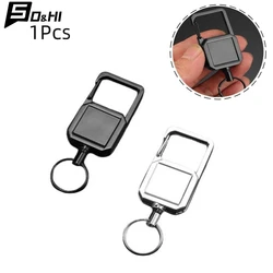 Steel Wire Rope Mosquetão, alta resiliência, chaveiro retrátil, tipo D, anti perdido, fácil de puxar fivela, chaveiro ao ar livre, 1pc