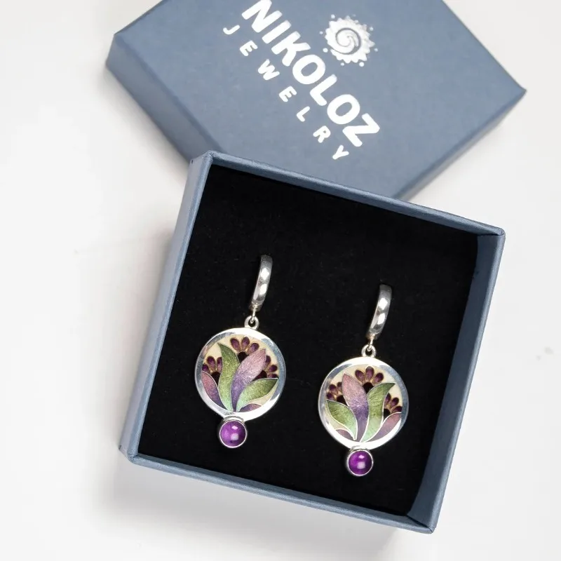 

Huaya Immortal Chinese Style Colorful Enamel Patterns Pendant Earrings for Women Silver Edging Exquisite Ear New Fashion Tide