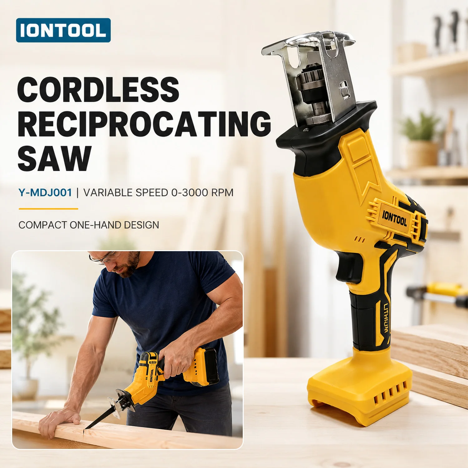 iontool-イエロー-コードレス-セーバーソー-90w-3000spm-本体のみ-木材・木板切断用-ハンドパワーツール