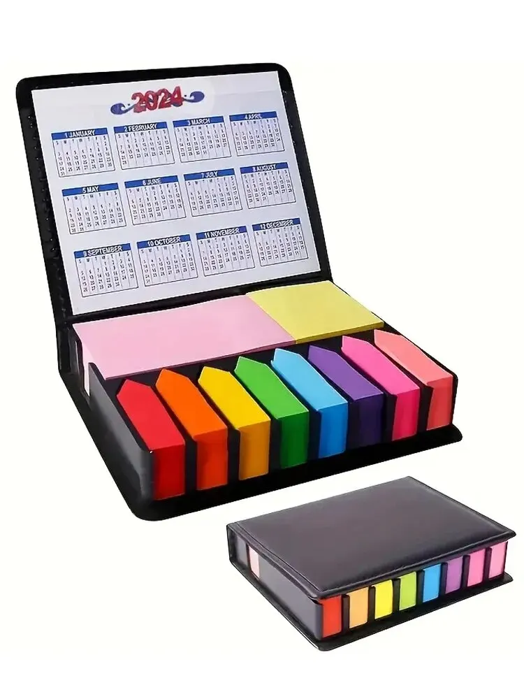 Autocollants pratiques colorés pour l'organisation, ensemble d'autocollants multi-documents, boîte d'emballage en cuir, calendri