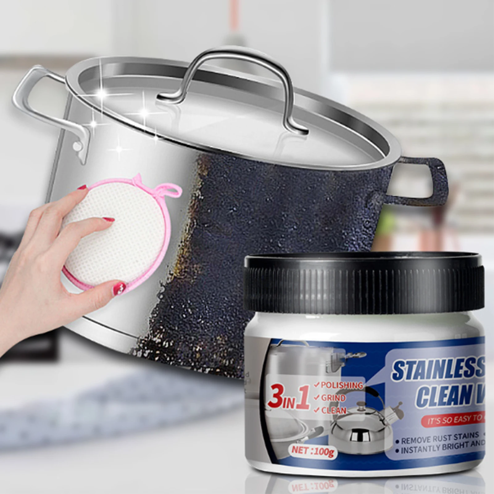 

Stainless Steel Cleaning Paste Safe Ingredients Non-Flammable Cleaner Suitable for Iron Accessories Stains