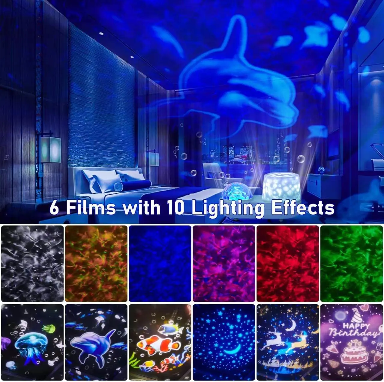 Starry Sky Ocean Projector Night Light 360 Degree Rotation Creative Projection Lamp For Home Decoration For Kids Baby Gift