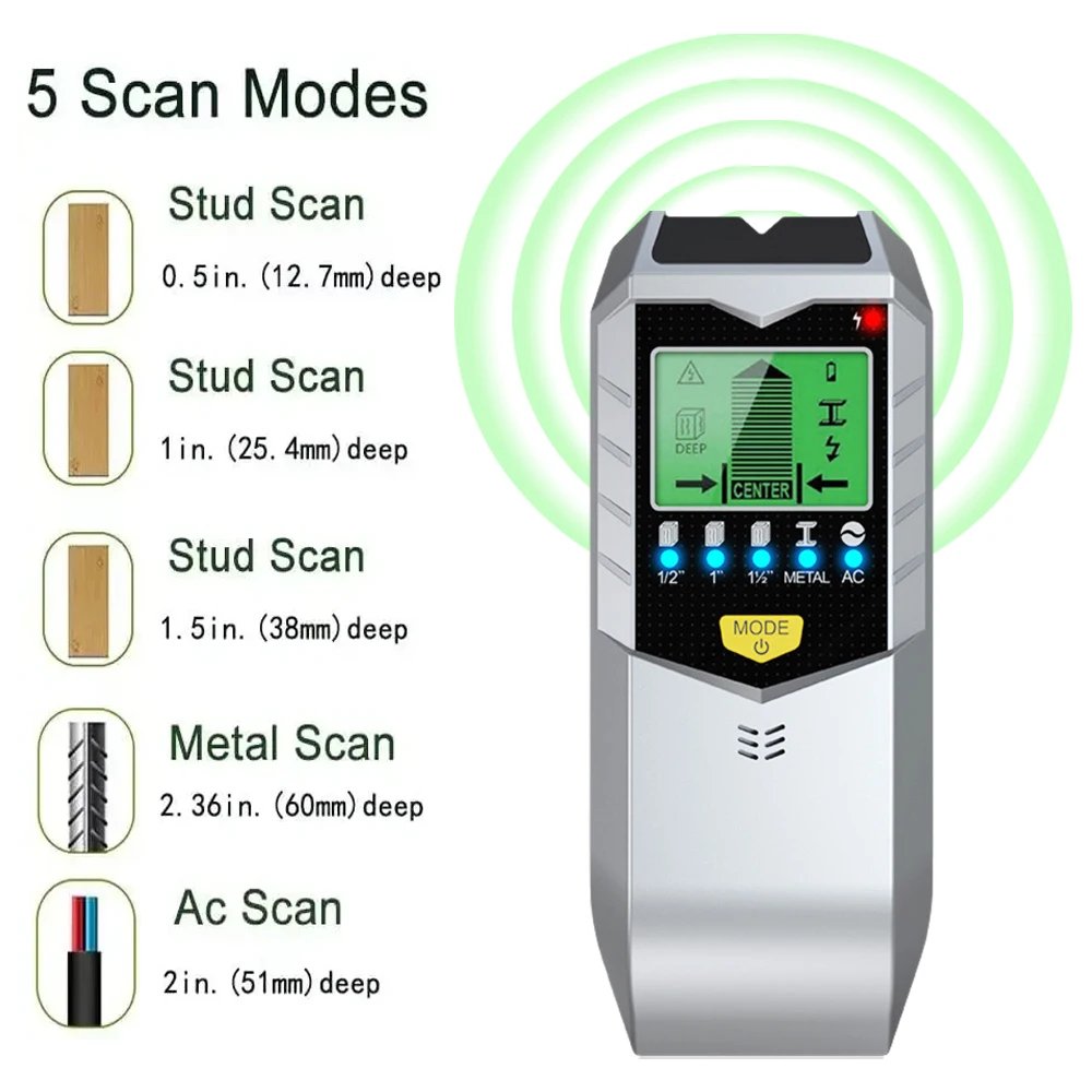 5 In 1 Electronic Wall Detector Finders Multifunctional Handheld Metal Detector Stud Wood Finder Electronic Measuring Instrument