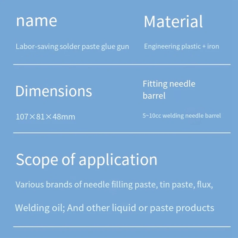 Solder Paste Glue Extruder And Welding Oil Propulsion Tool With 1-Piece Molding Welding Spare Parts Accessories