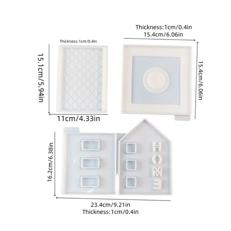 3pcs/set Home House Silicone Mold for DIYs Gypsum Holder Ornament Concrete Mould Resin Casting Molds Decorations