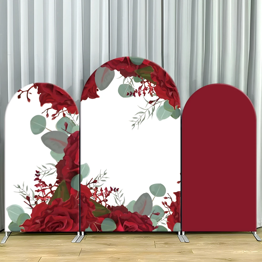 

Romantic Red Rose Design Arch Backdrop Cover Can Custom Text for Wedding / Valentine's Day/anniverary Decor Photo Studio Props