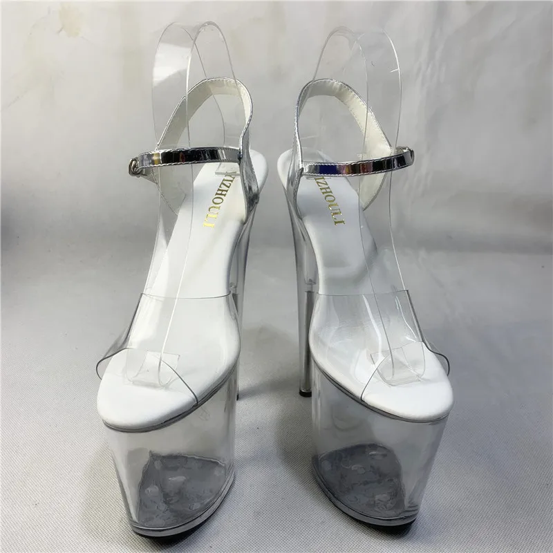 Sandales en cristal transparent à talons hauts de 20cm, chaussures de robe de mariée, chaussures de danse de strip-teaseuse de fête, mode sexy