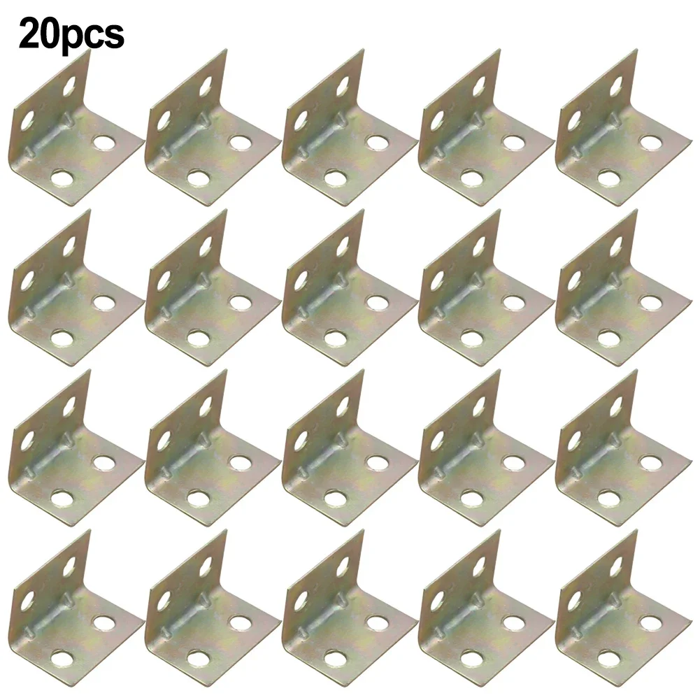 20pc 90 Degree Angle Bracket Corner Brace Joint Bracket 4 Holes Fastener For Cupboard Cabinet Stainless Steel 27x17x17mm