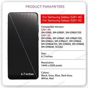 AMOLED Touchscreen -Scannen mit Rahmen, LCD -Display, Galaxy S20 Plus, S20 +, 4G, 5G, 6,7 12 Hauptverkauf Galaxy S20 Plus Bildschirm - №11